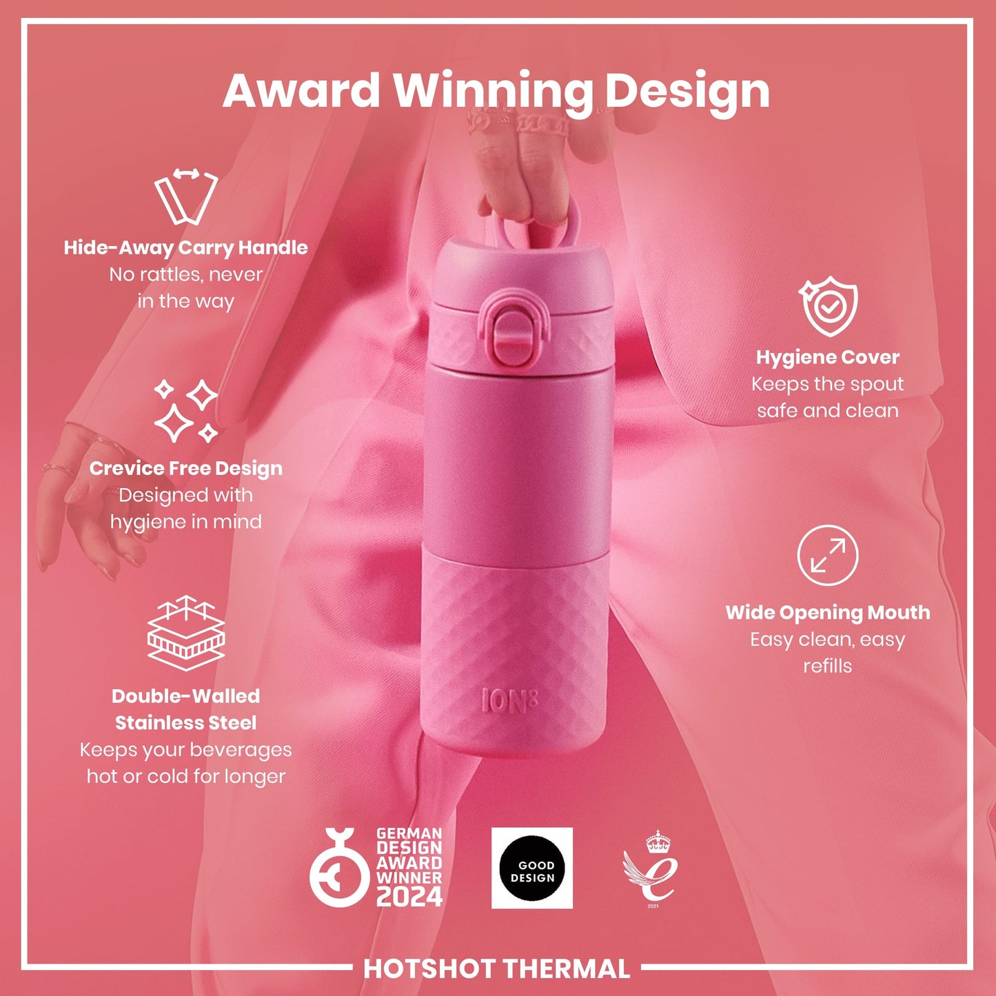 Insulated Steel, Travel Mug, Rose Bloom, 360ml