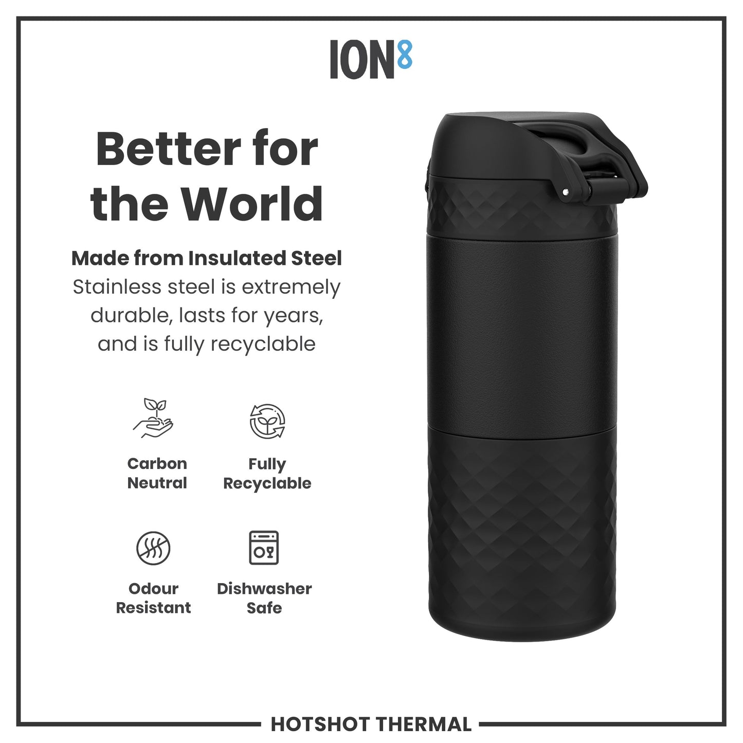 Insulated Steel, Travel Mug, Black, 360ml