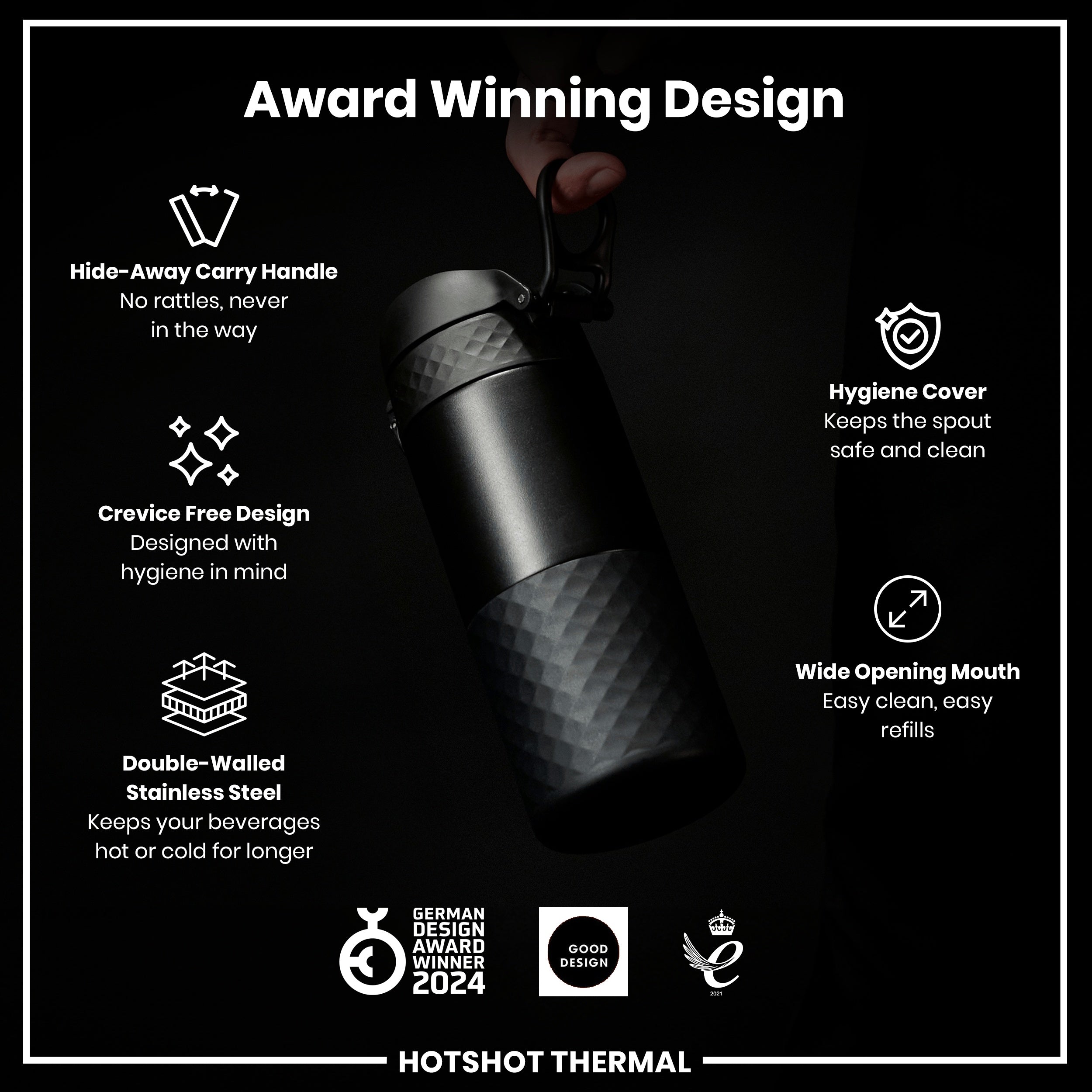 Insulated Steel, Travel Mug, Black, 360ml