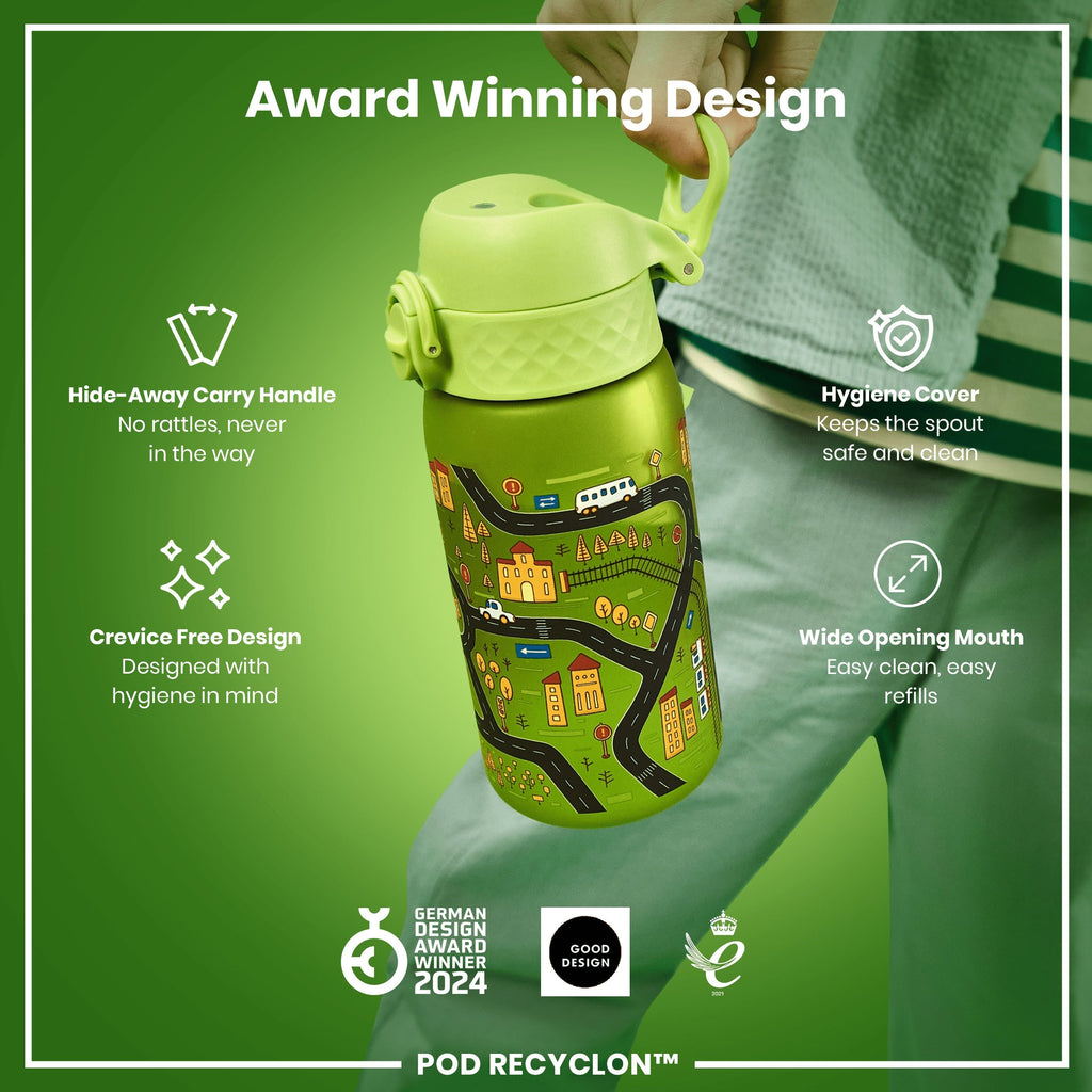 Leak Proof Kids Water Bottle, Recyclon, Cars, 350ml (12oz)