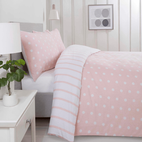 BED178 PINK SPOTS AND STRIPES - DOUBLE