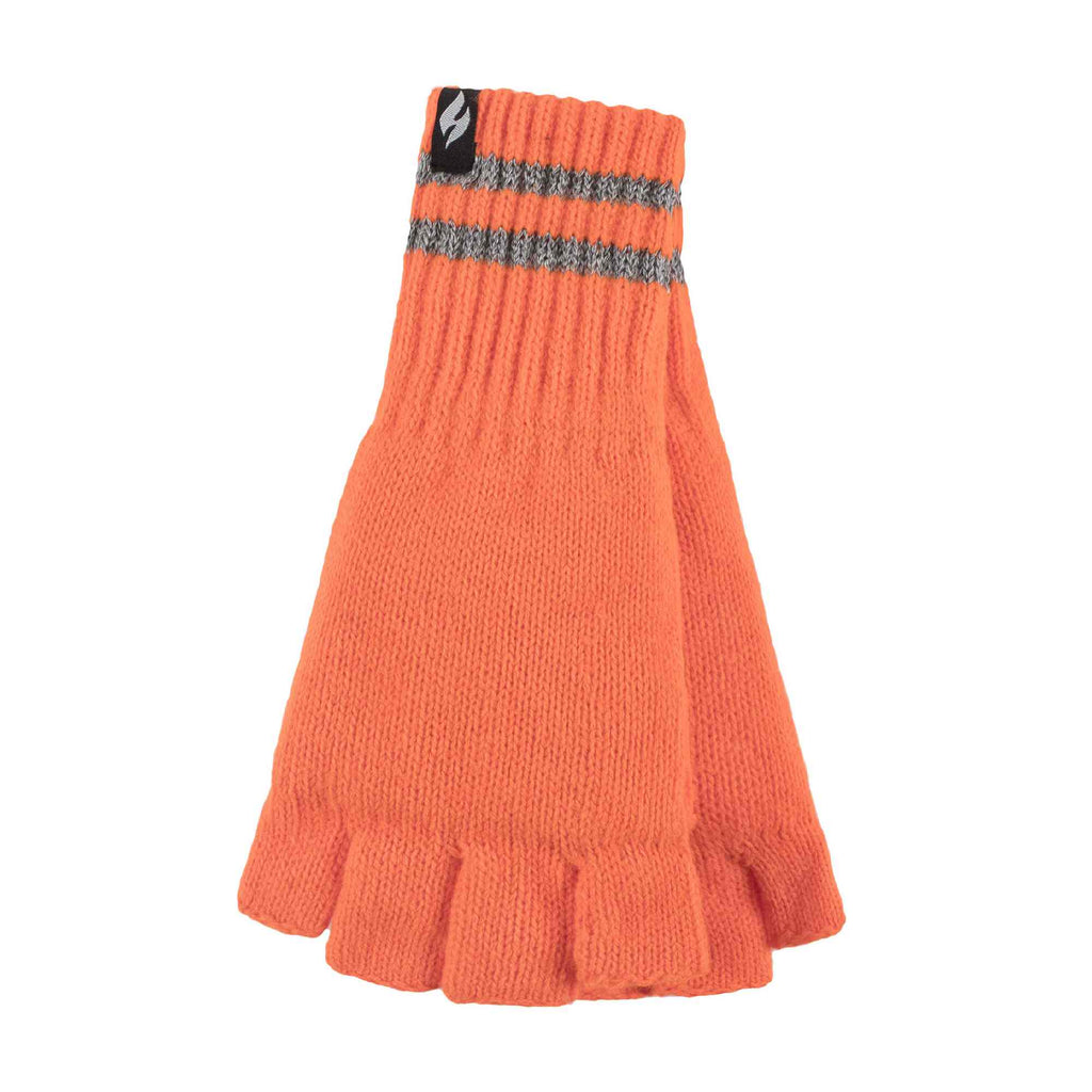 Mens Hi Vis Reflective Fleece Lined Thermal Winter Fingerless Gloves