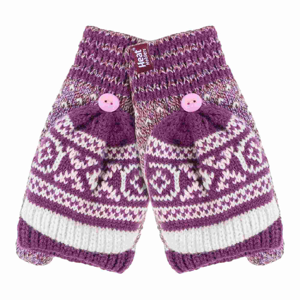 Ladies Warm Fairisle Patterned Thermal Fingerless Converter Gloves