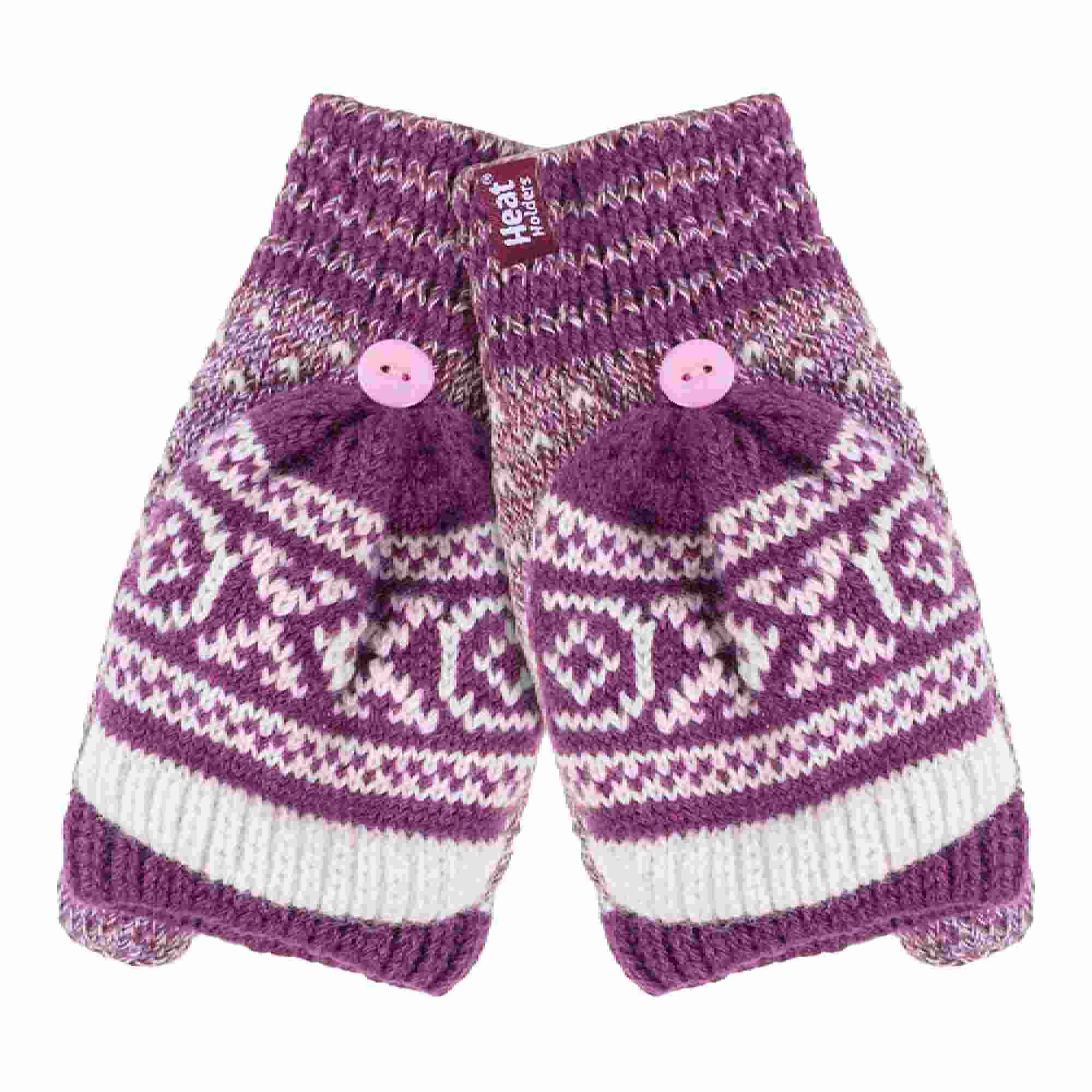 Ladies Warm Fairisle Patterned Thermal Fingerless Converter Gloves