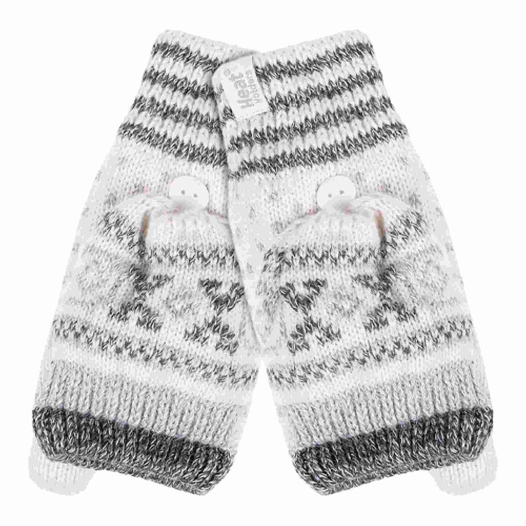 Ladies Warm Fairisle Patterned Thermal Fingerless Converter Gloves