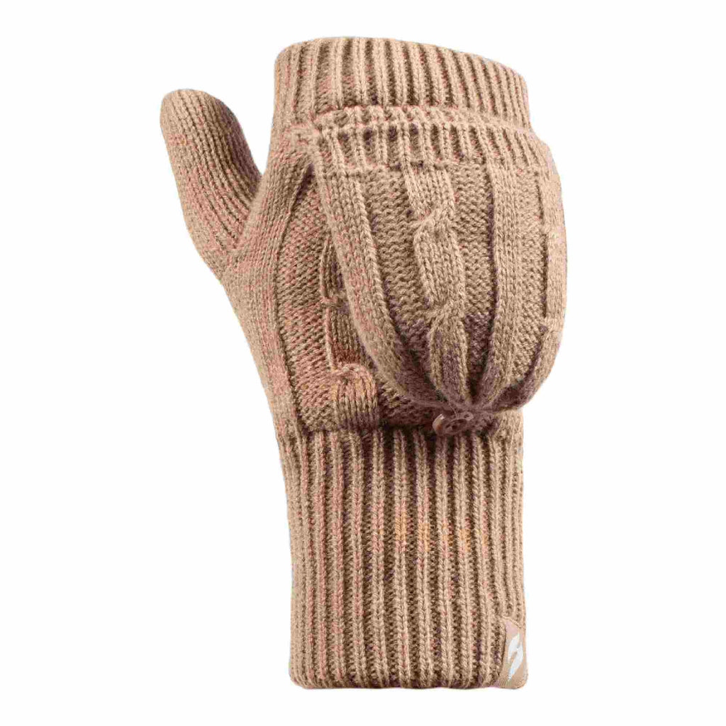 Ladies Cable Knit 2.3 Tog Thermal Winter Fingerless Converter Gloves