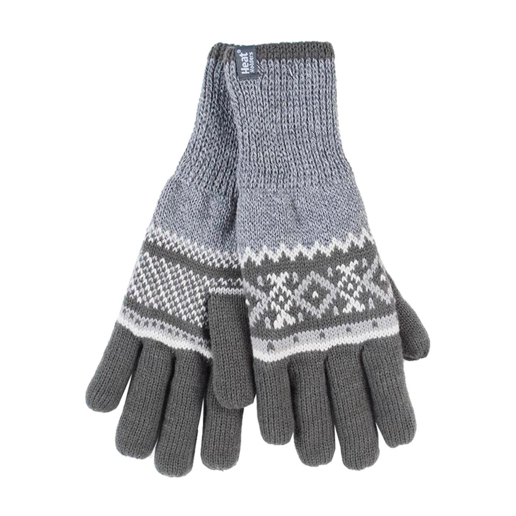 Mens Nordic Fairisle Knitted Fleece Lined Winter Thermal Gloves