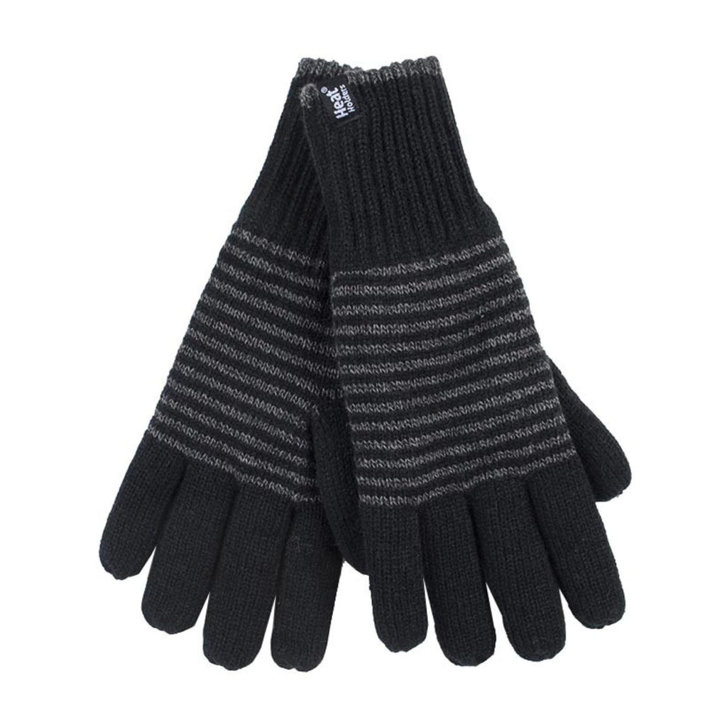 Mens Striped Patterned Fleece Lined Thermal Gloves for Winter
