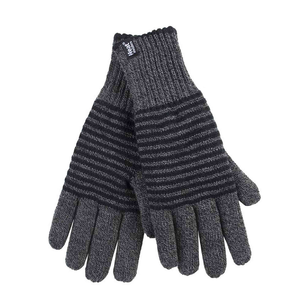 Mens Striped Patterned Fleece Lined Thermal Gloves for Winter