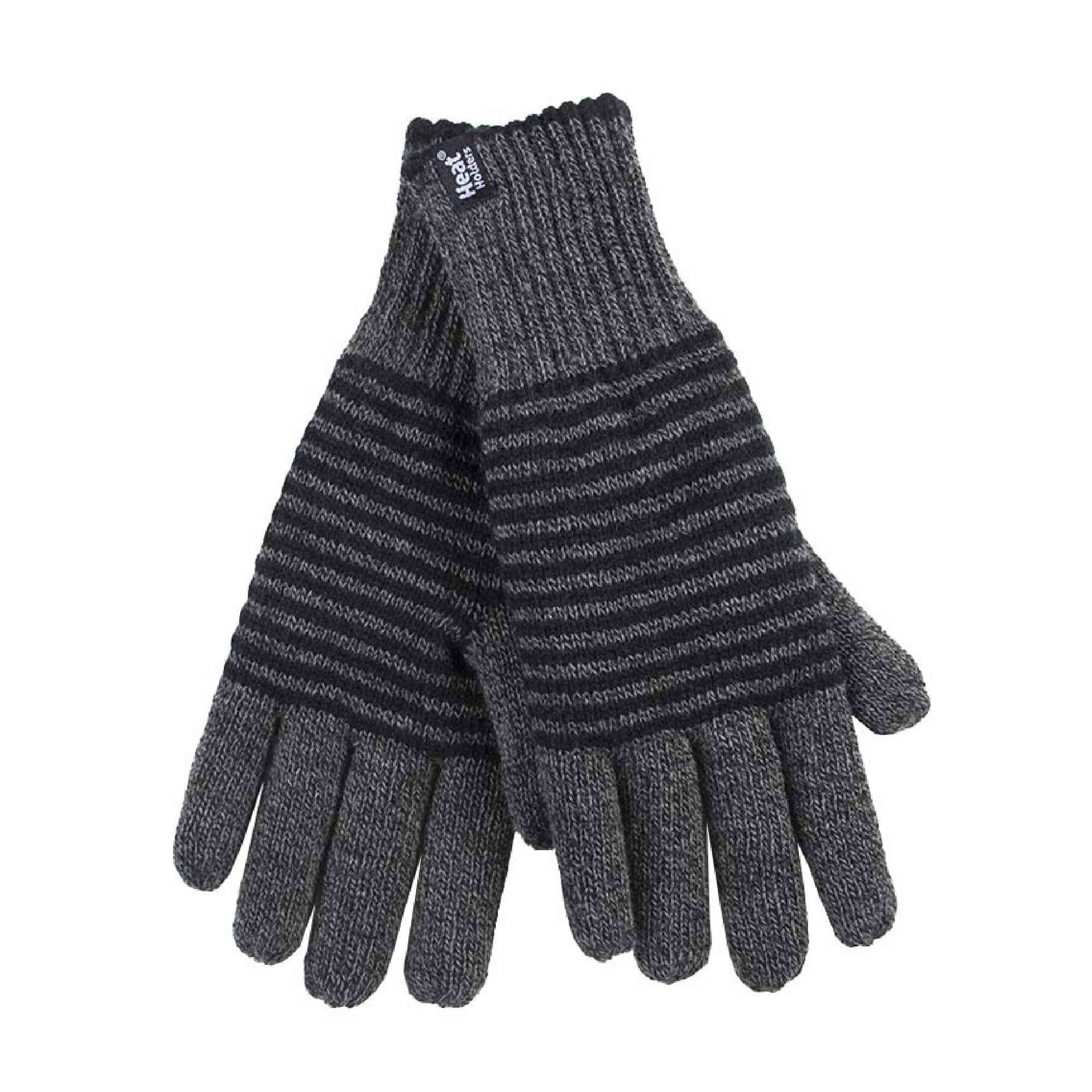 Mens Striped Patterned Fleece Lined Thermal Gloves for Winter