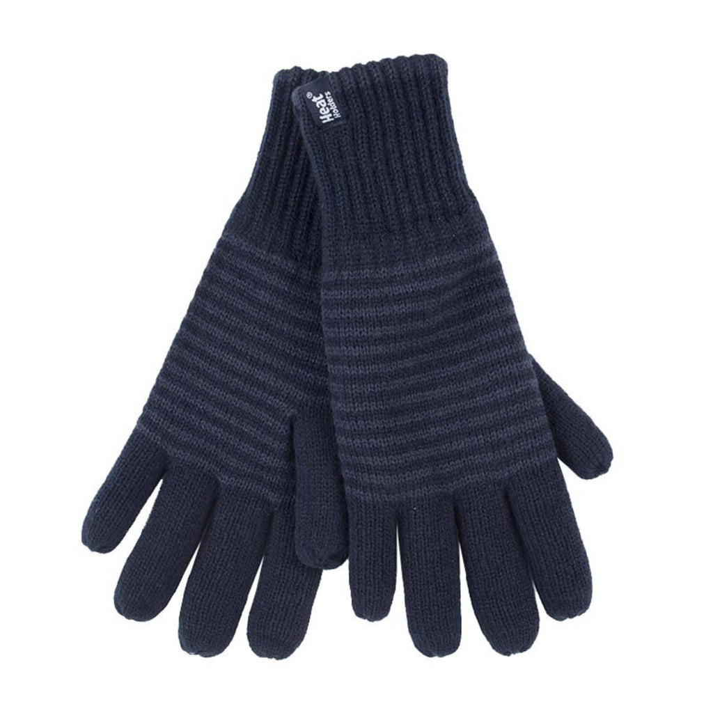 Mens Striped Patterned Fleece Lined Thermal Gloves for Winter