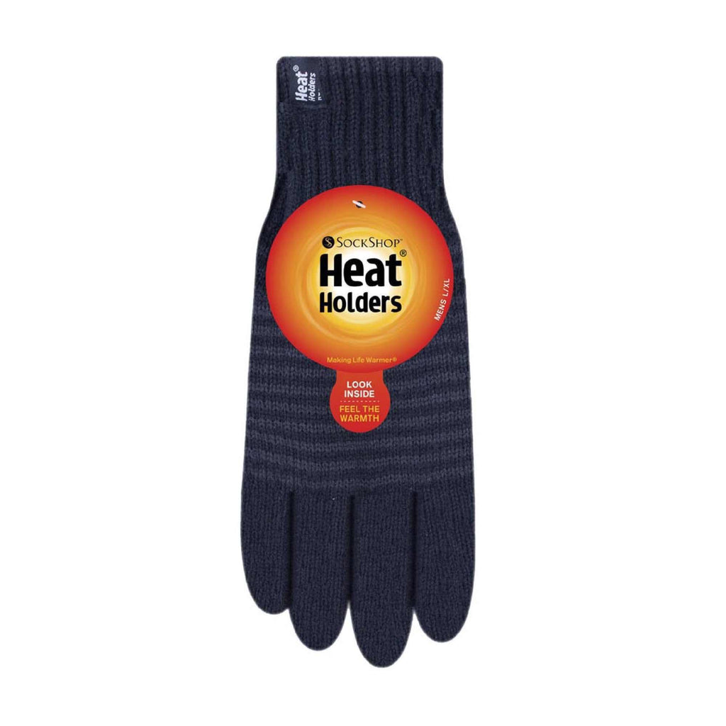 Mens Striped Patterned Fleece Lined Thermal Gloves for Winter