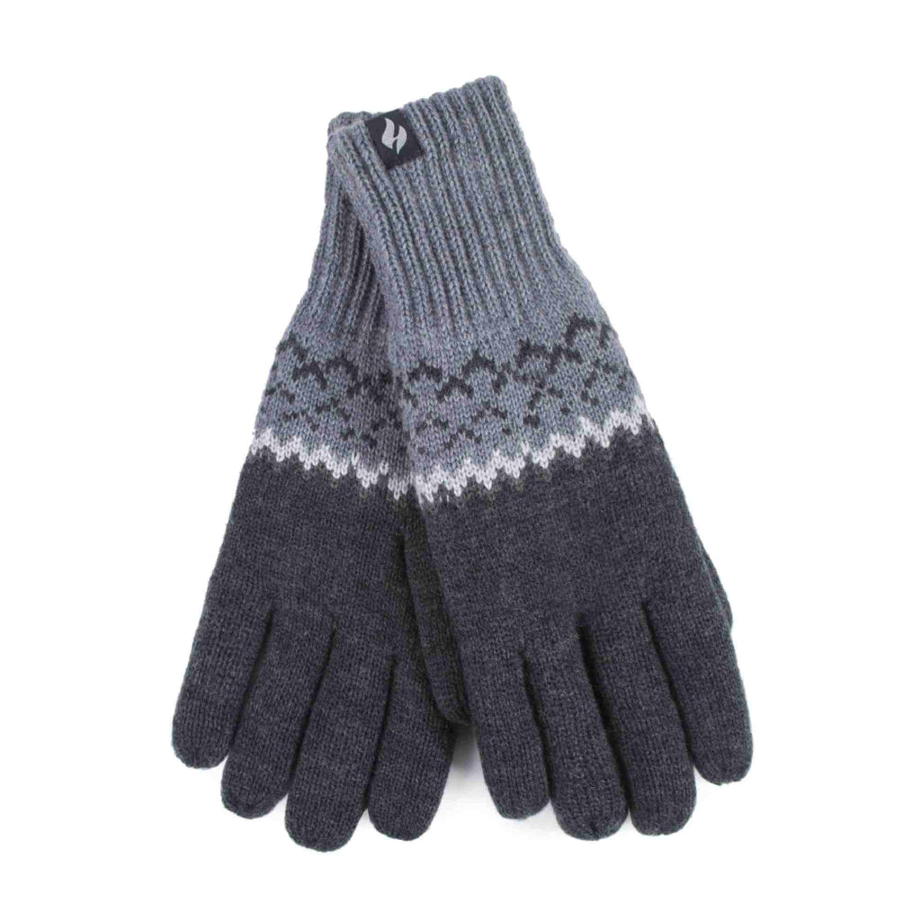 Mens Patterned Fleece Lined Thermal Gloves for Winter