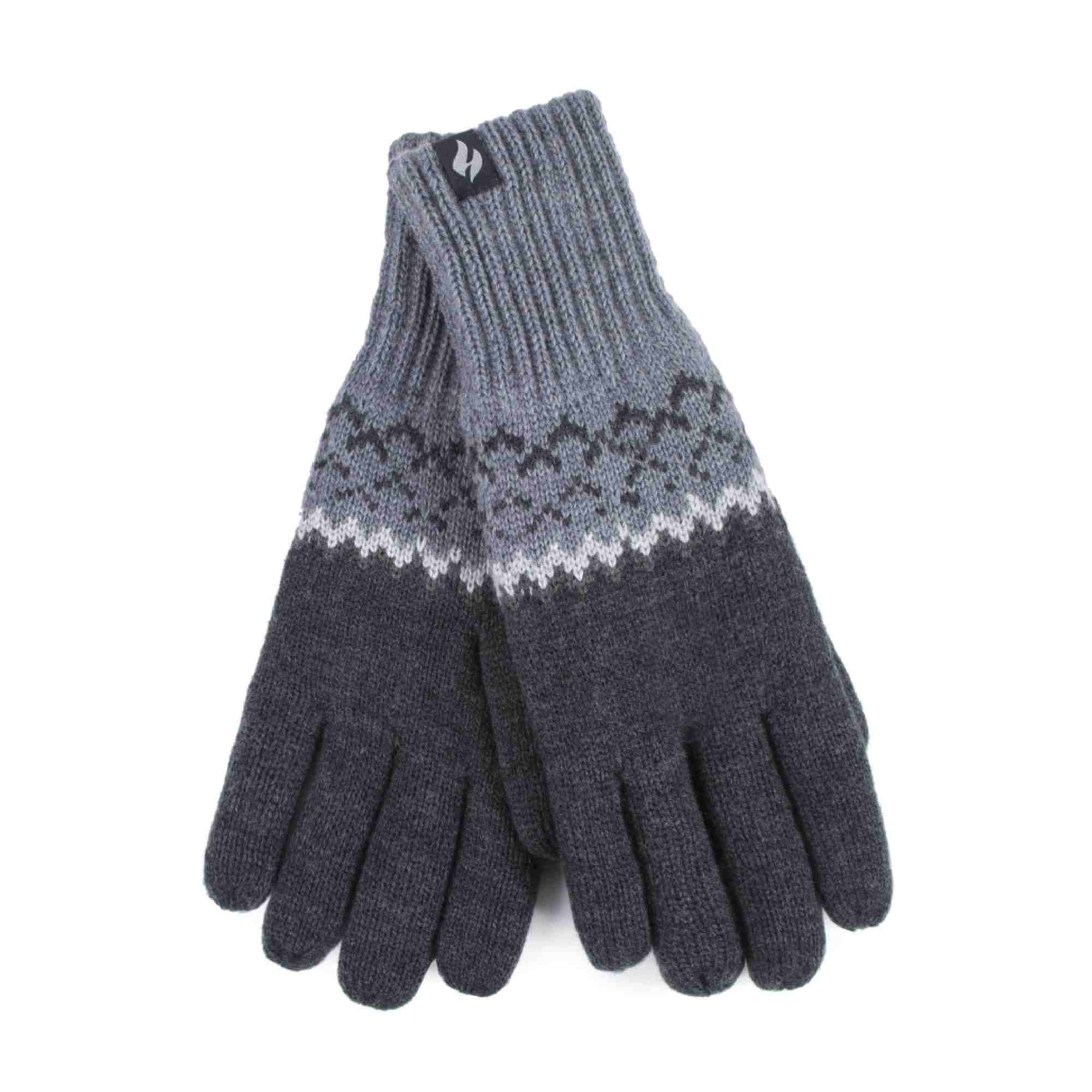 Mens Patterned Fleece Lined Thermal Gloves for Winter