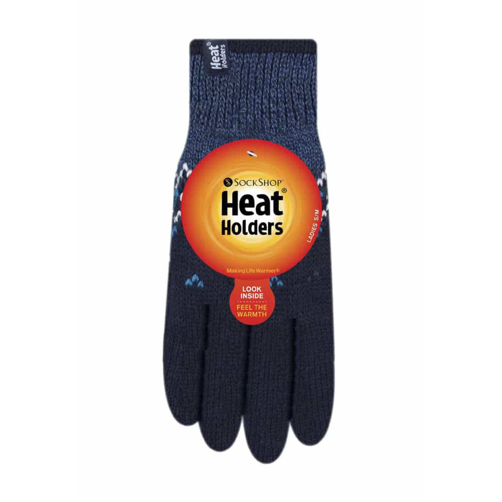 Ladies Fairisle Fleece Lined Knitted Warm Winter Thermal Gloves