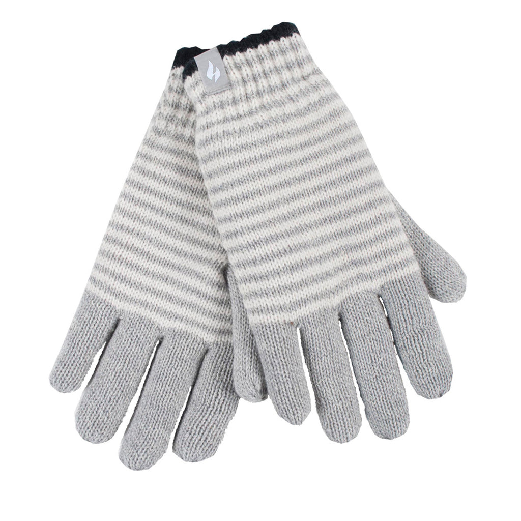 Ladies Striped Fleece Lined Knitted Warm Thermal Winter Gloves
