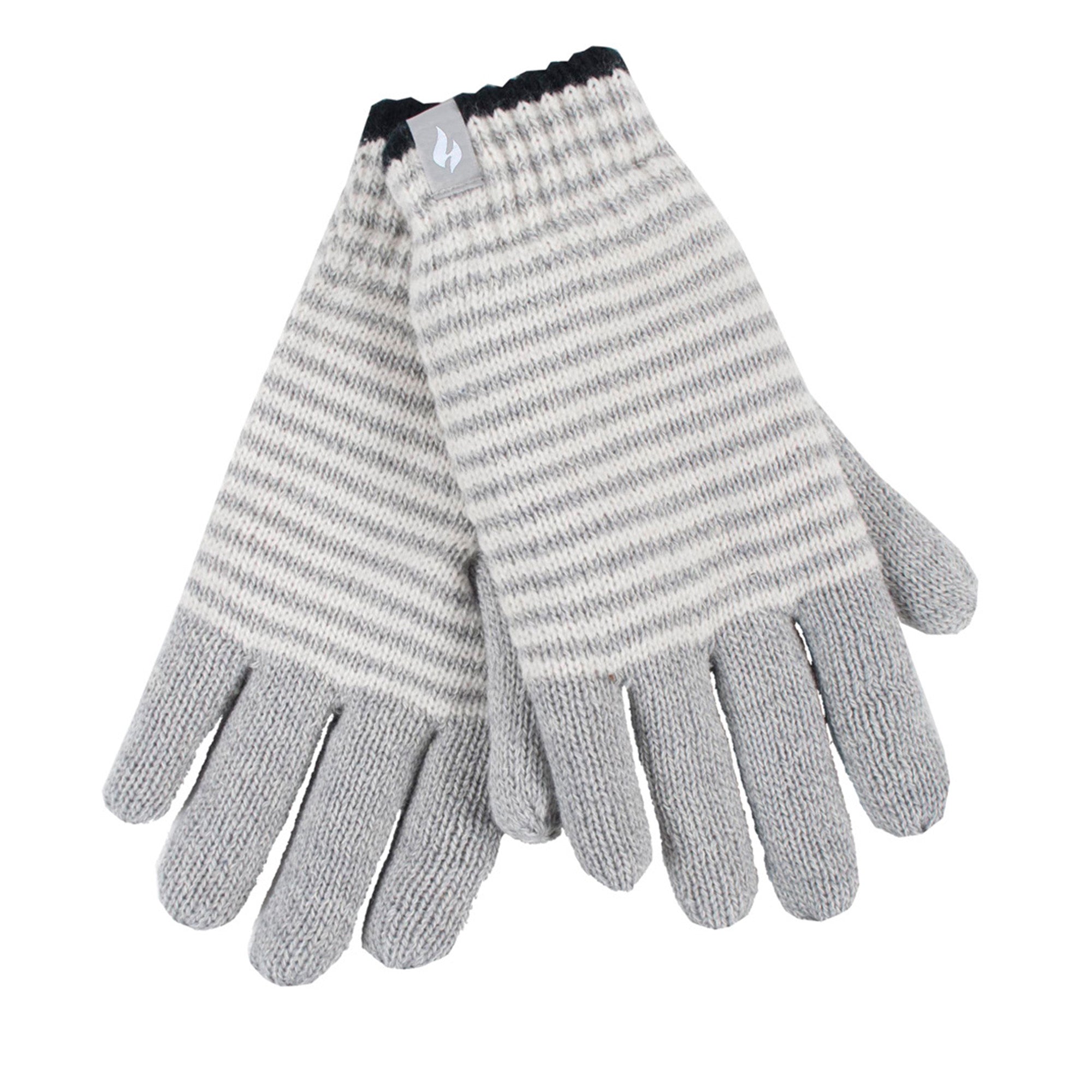 Ladies Striped Fleece Lined Knitted Warm Thermal Winter Gloves