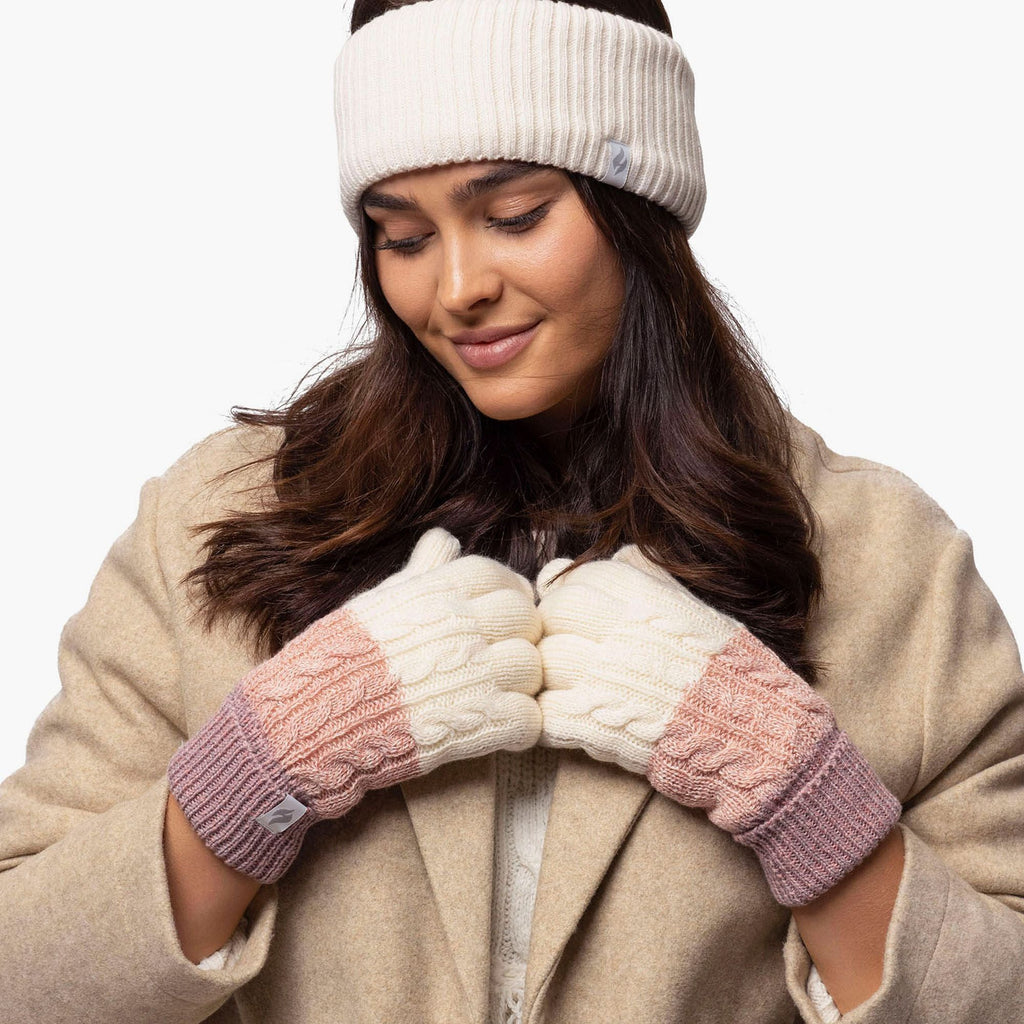 Ladies Fairisle Fleece Lined Knitted Warm Winter Thermal Gloves
