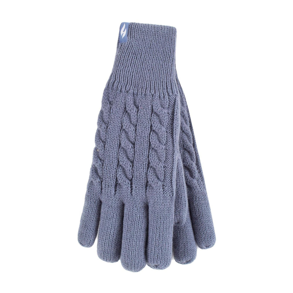 Ladies Cable Knit 2.3 Tog Fleece Lined Thermal Winter Gloves