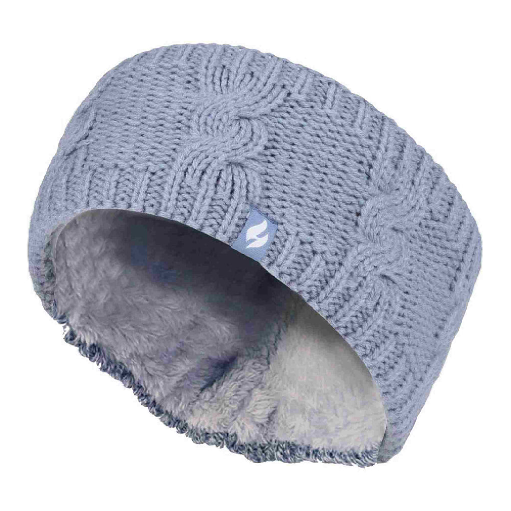 Ladies Cable Knitted Fleece Lined Thermal Winter Ear Warmer Headband