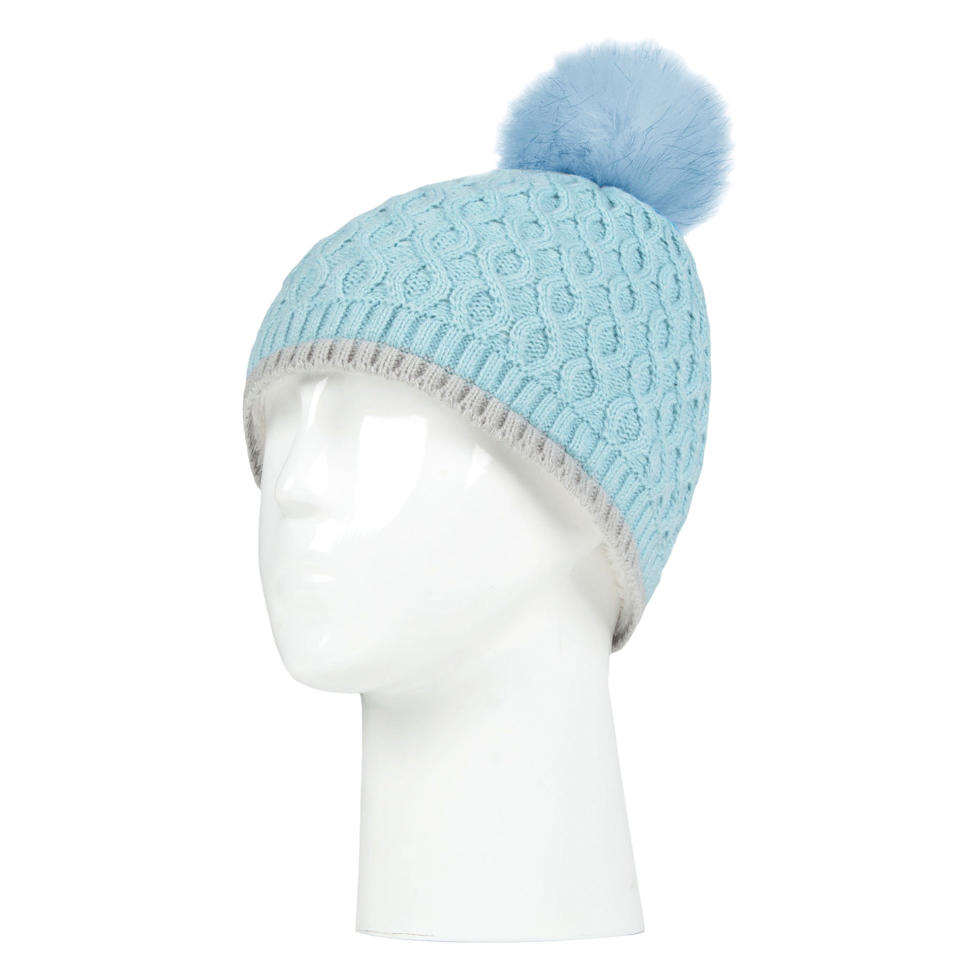 Girls Thermal Insulated Pom Pom Bobble Beanie Hat & Gloves