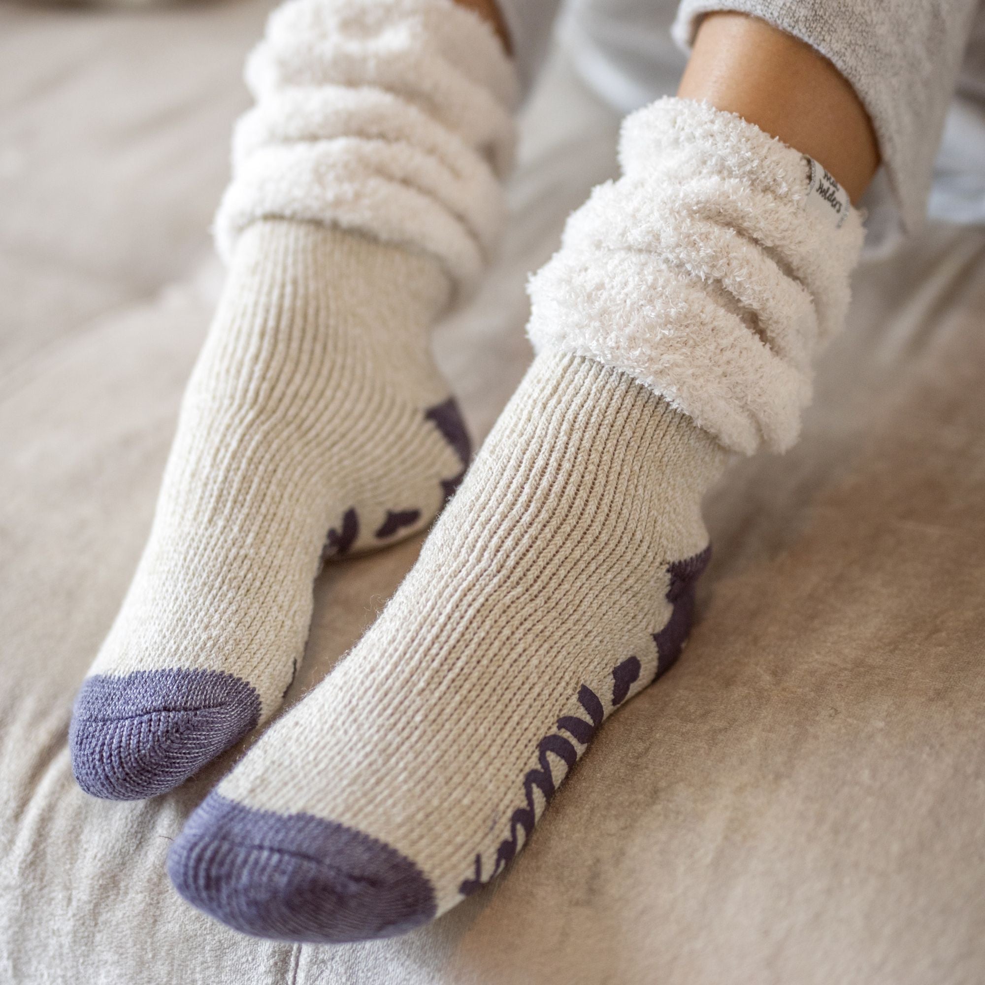 Ladies Fluffy Slouch Top Non Slip Thermal Bed Socks