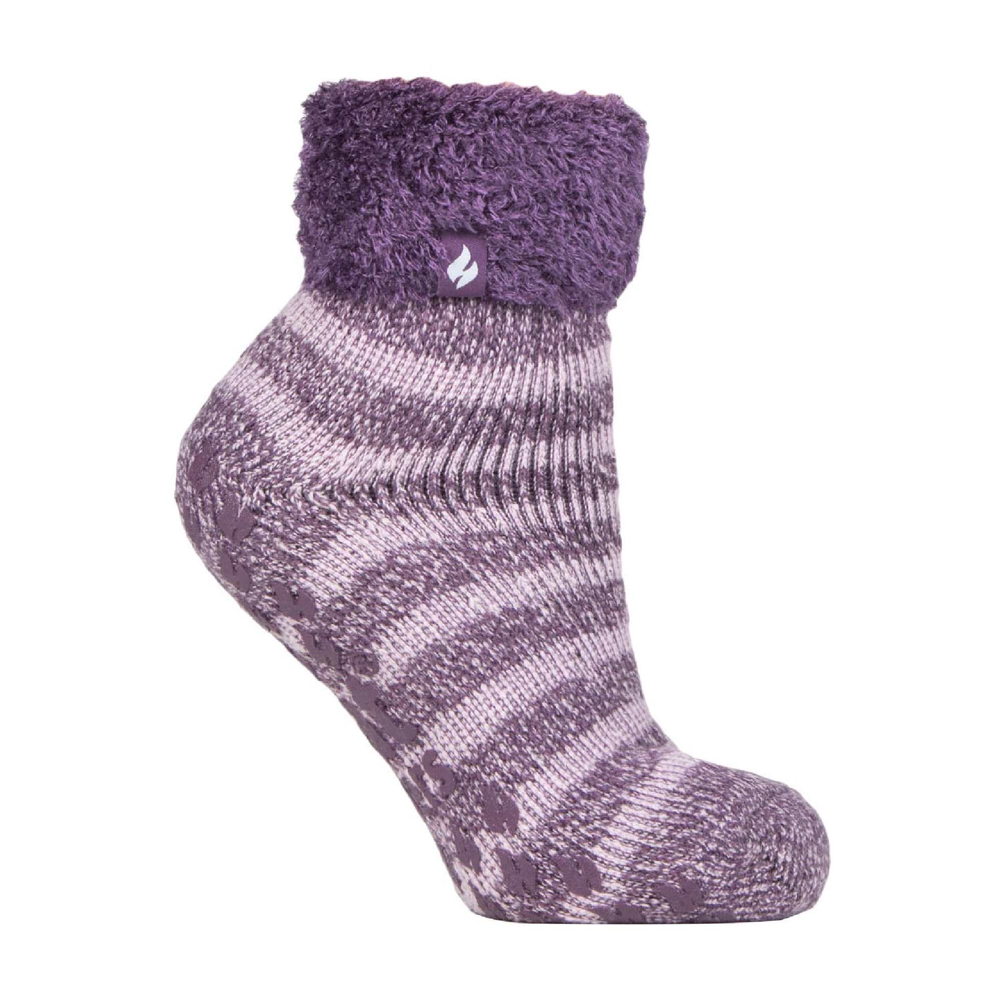 Ladies Non Slip Thermal Low Cut Ankle Slipper Bed Socks with Grips