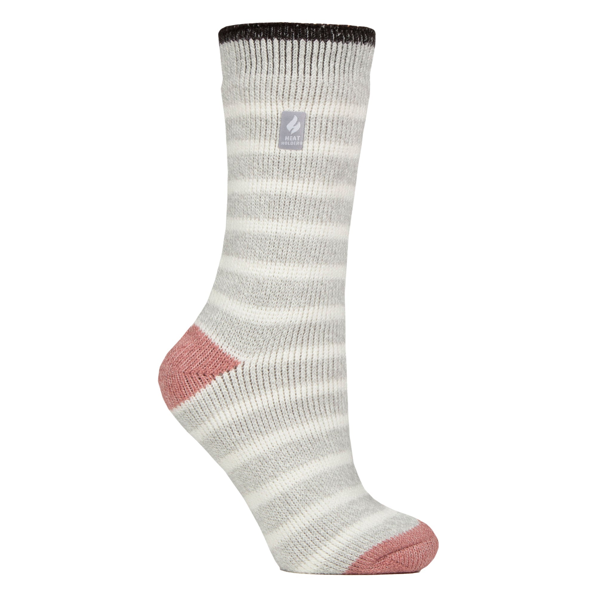 Ladies Amara Two Tone Stripe Patterned Thermal Socks