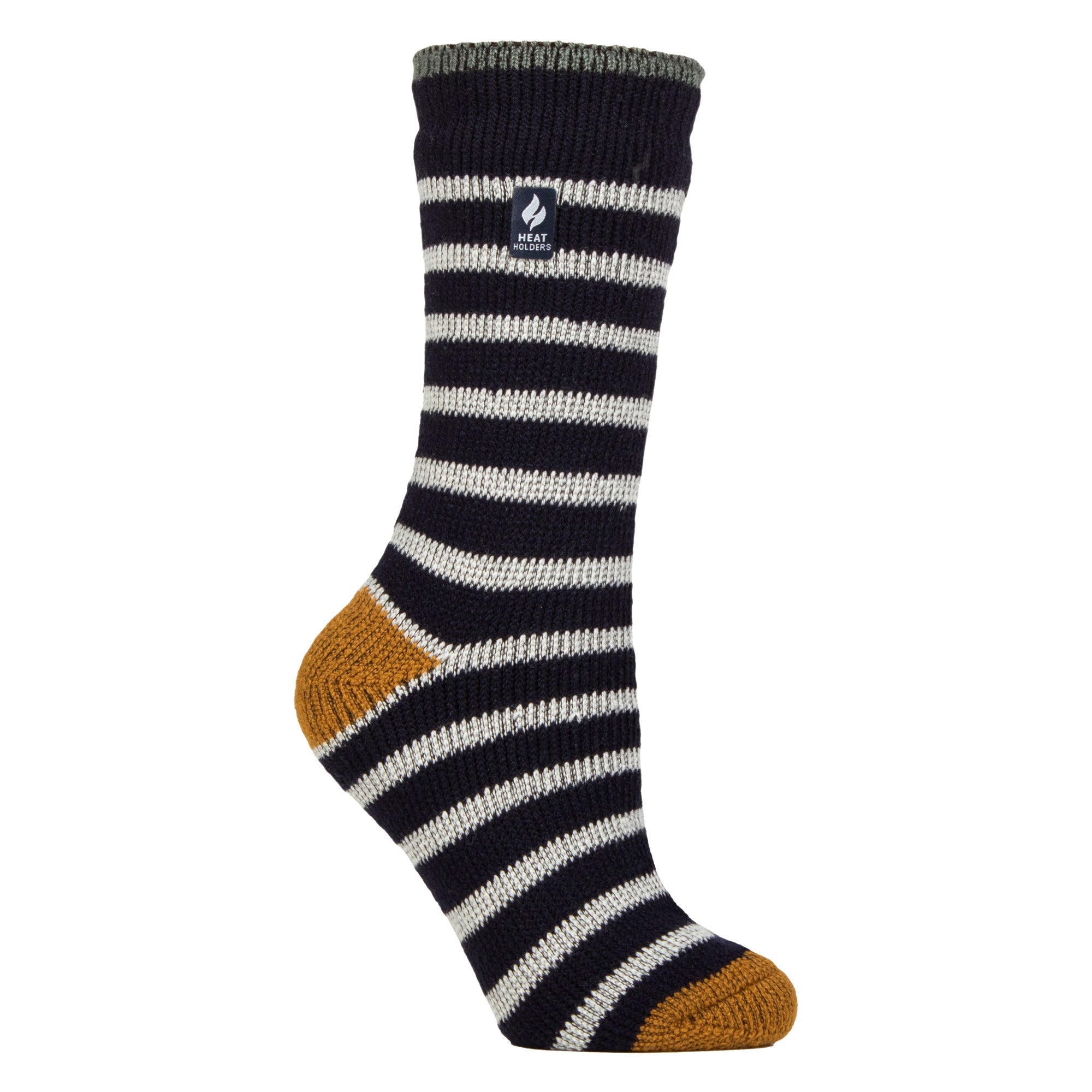 Ladies Amara Two Tone Stripe Patterned Thermal Socks
