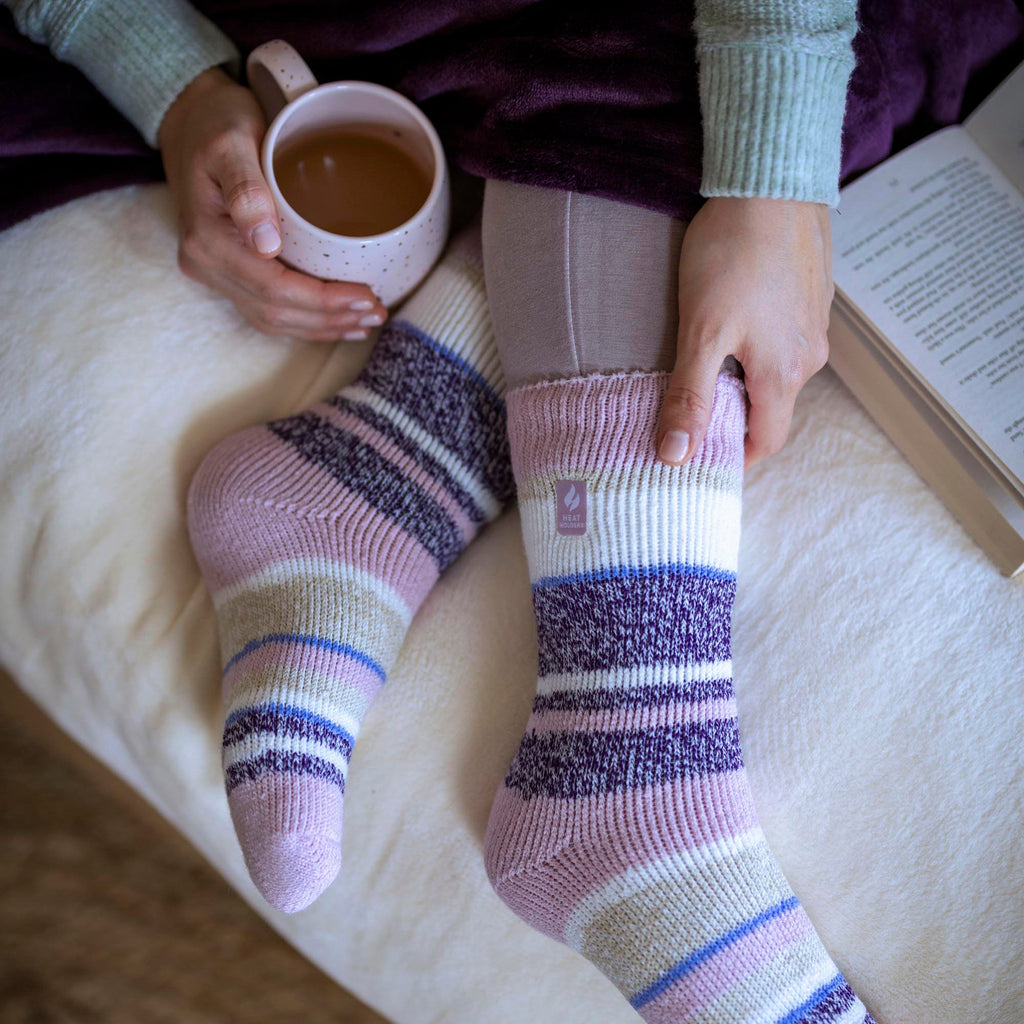 Ladies Winter Varied Stripe Patterned  Thermal Socks for Winter