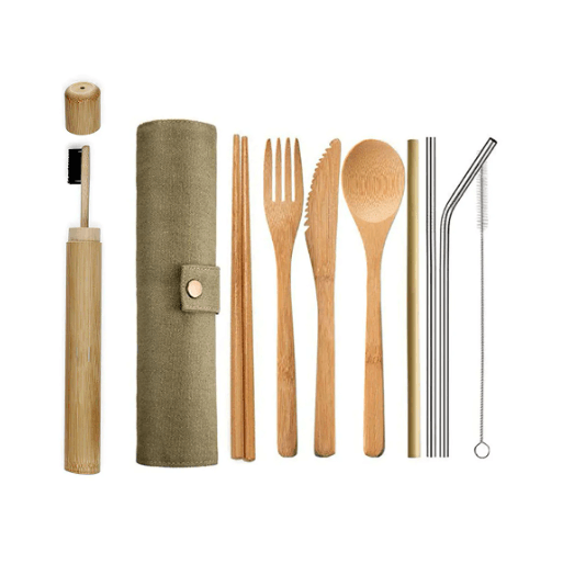 Bamboo Cutlery Set – Eco-Friendly Utensils with Pouch