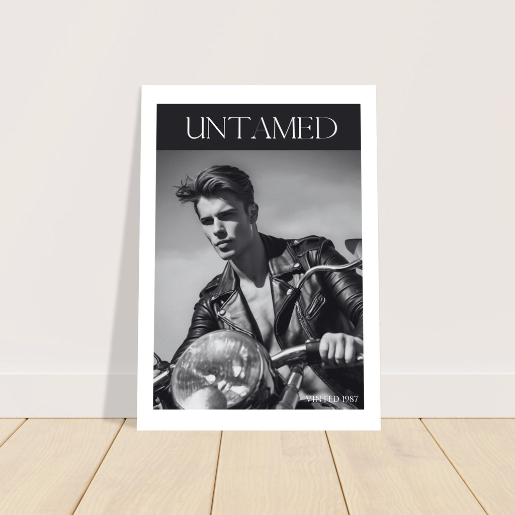 Untamed Retro Motorcycle Poster - Black & White Wall Art for Cool Spaces