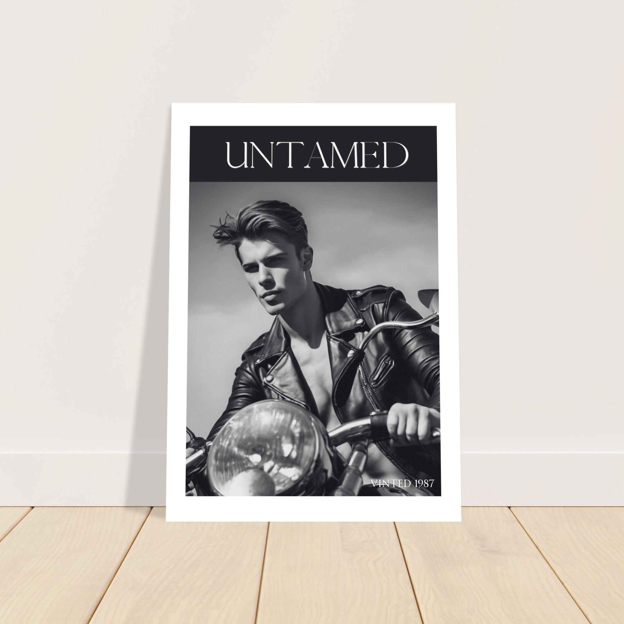 Untamed Retro Motorcycle Poster - Black & White Wall Art for Cool Spaces
