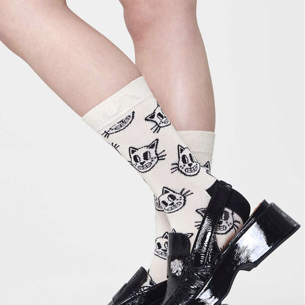 Colourful Bright Cotton Blend Cat Design Socks for Men & Women