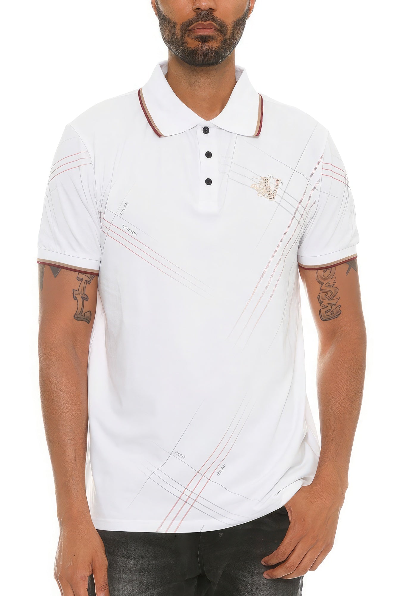 Men's short sleeve Polo Version Couture Button Down Shirt