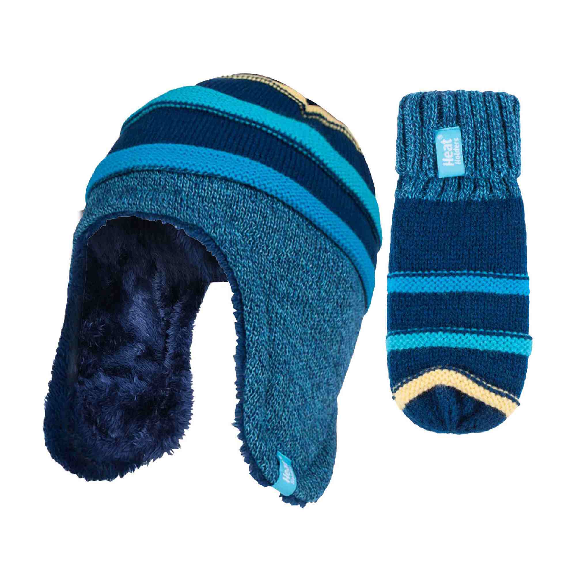 Childrens Winter Warm Fleece Lined Thermal Hat & Mittens Set