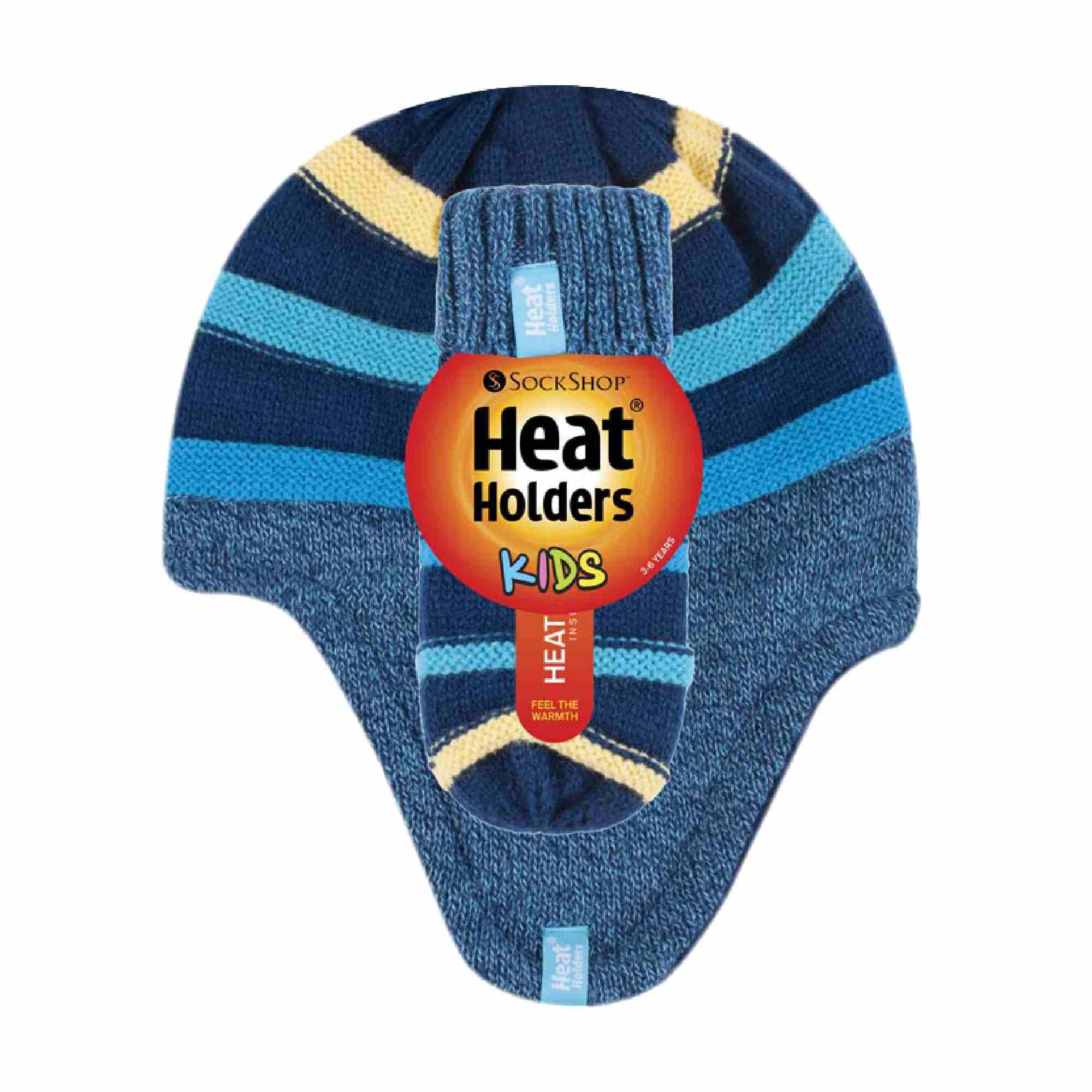 Childrens Winter Warm Fleece Lined Thermal Hat & Mittens Set with Ear Flaps