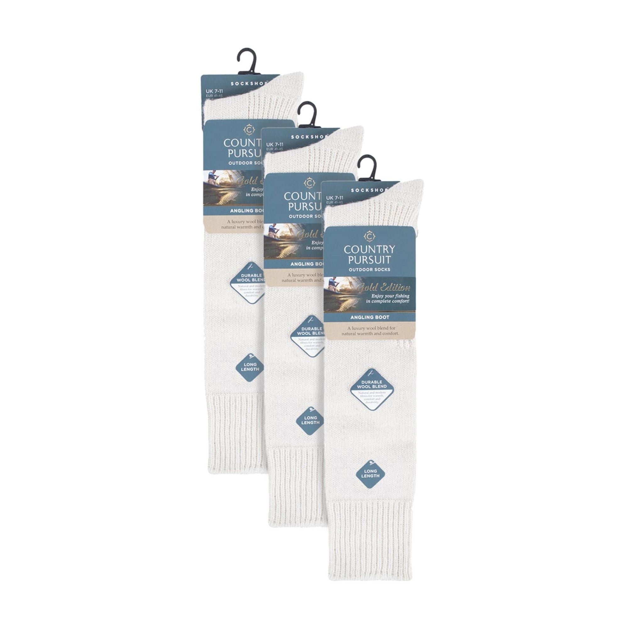3 Pack Fisherman Socks | Long Wool Boot Socks for Men | Knee High Angling Socks