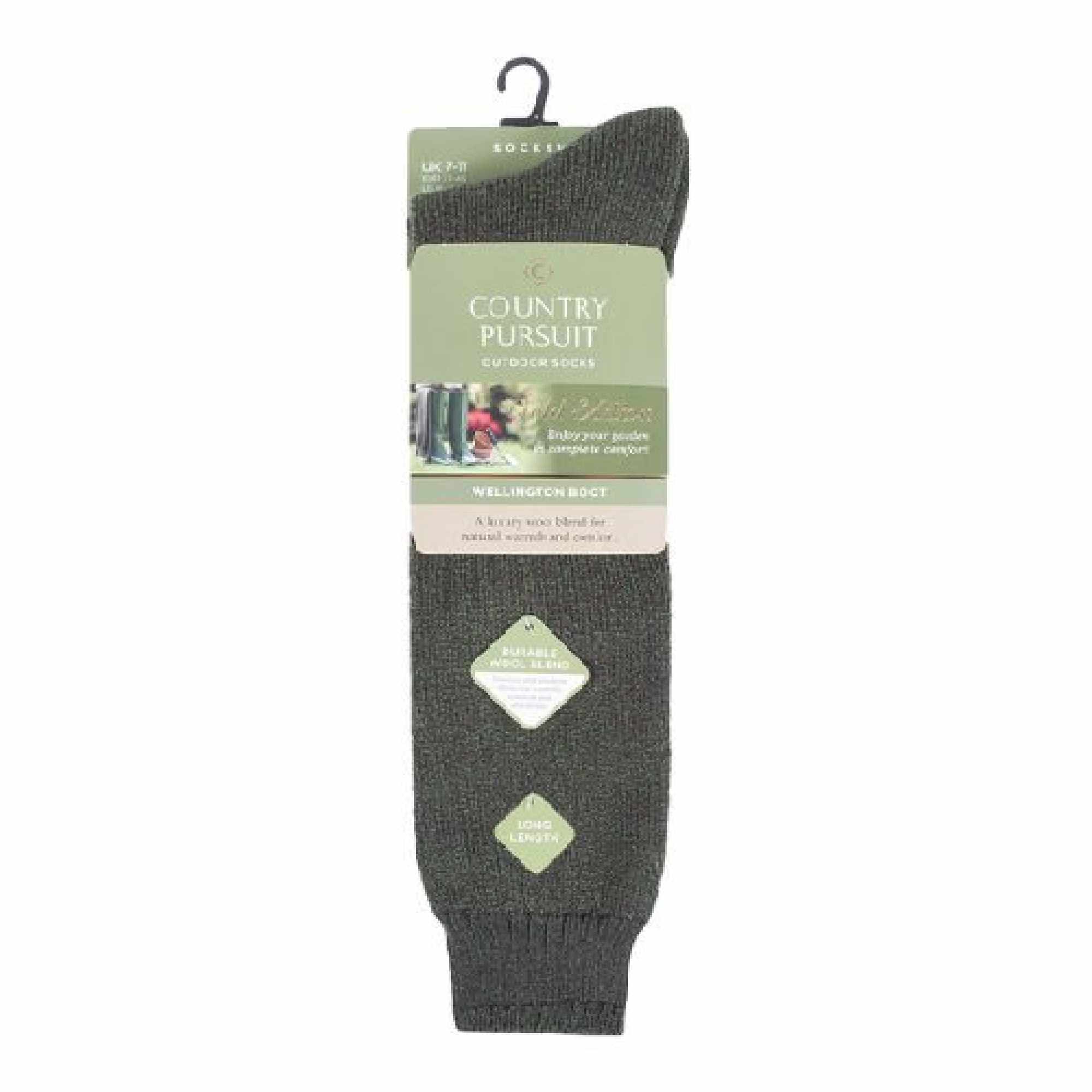 1 Pack Mens Long Green Wellington Boot Socks