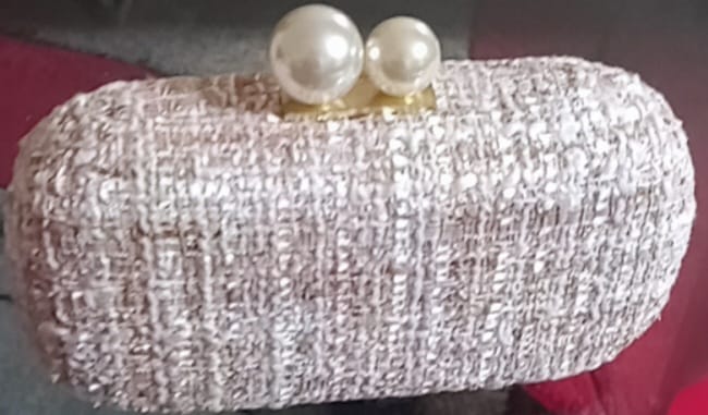 Evening bag in tweed with pearls 19G - 2965