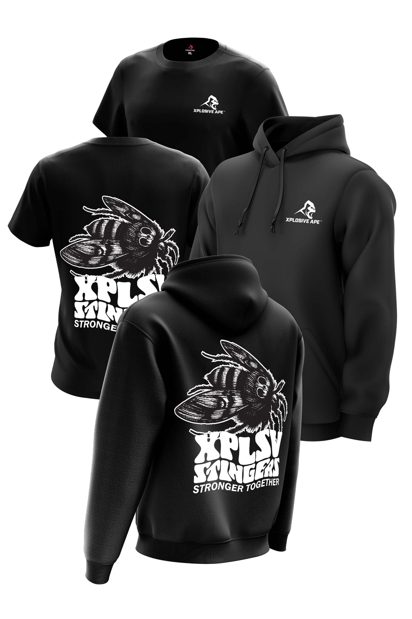 XAPE Stingers Hoodie & Tee Combo - Black