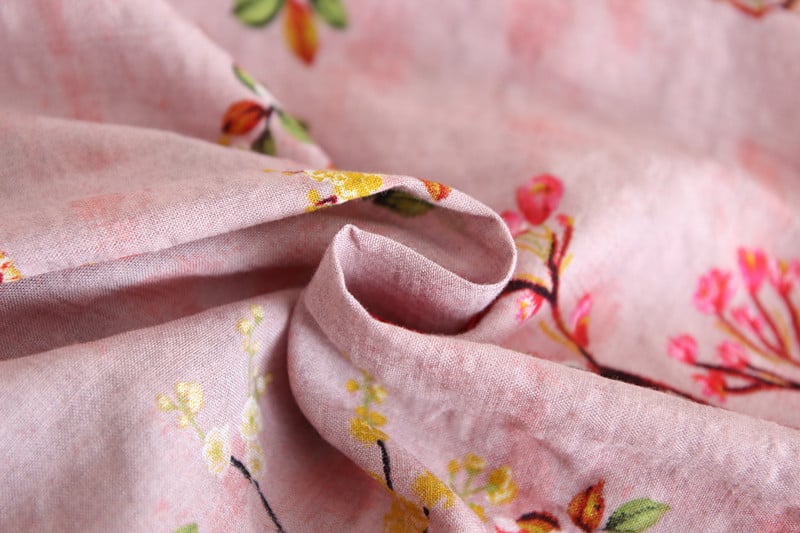 Women's Floral A-Line Long Dress in Cotton and Linen