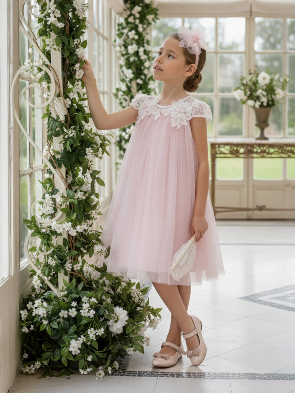 Dress & Fleur Girls Flower Occasion Dress in Pink