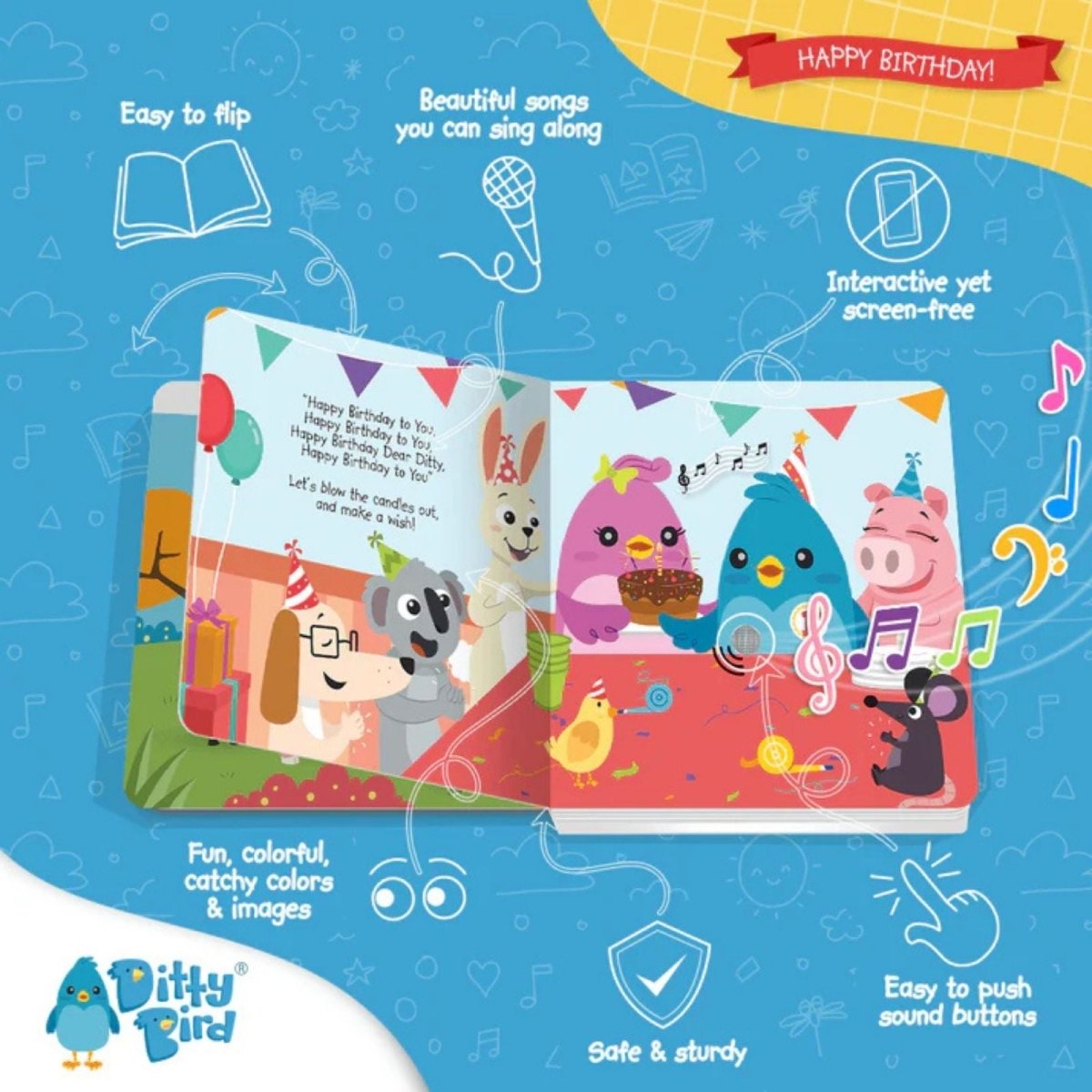 Ditty Bird Happy Birthday Book