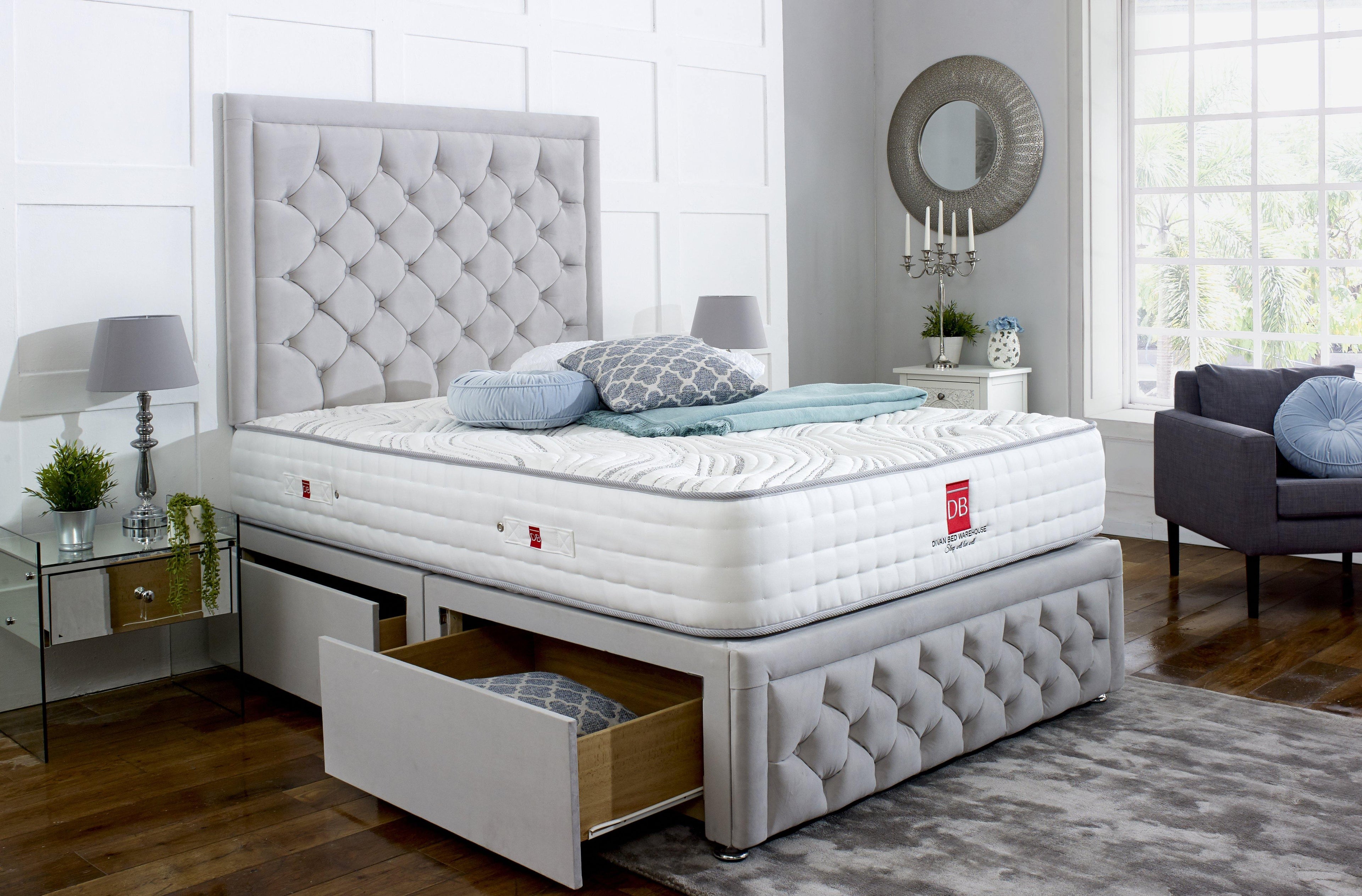 Andalusia Divan Bed Set with Tall Button Headboard and Footboard