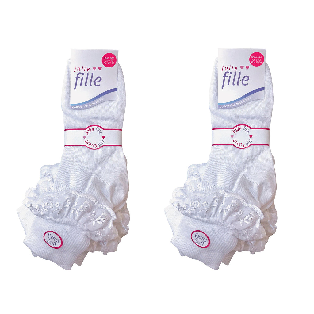 6 Pack Girls Frilly Fancy Lace Cotton Socks