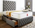 Regency Divan Bed Set With Tall Button Headboard Plus Footboard