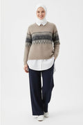 Women's Jacquard Knit Sweater - Textured Oversized Pullover