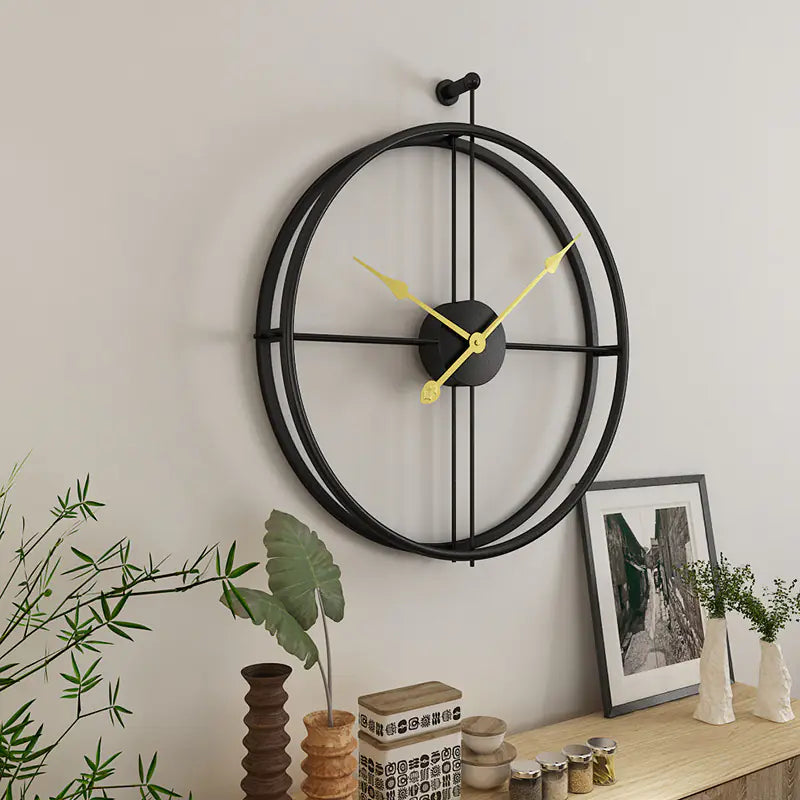 Nordic Creative Iron Wall Clock – Minimalist Metal Design for Living Room