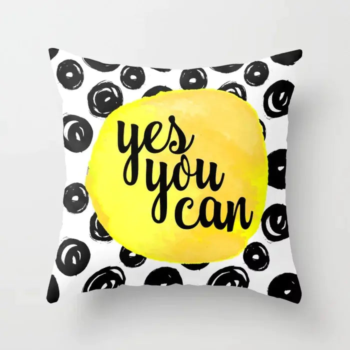 Yellow & Black Geometric Pillow Cover – Modern Abstract Cushion Case 45×45cm